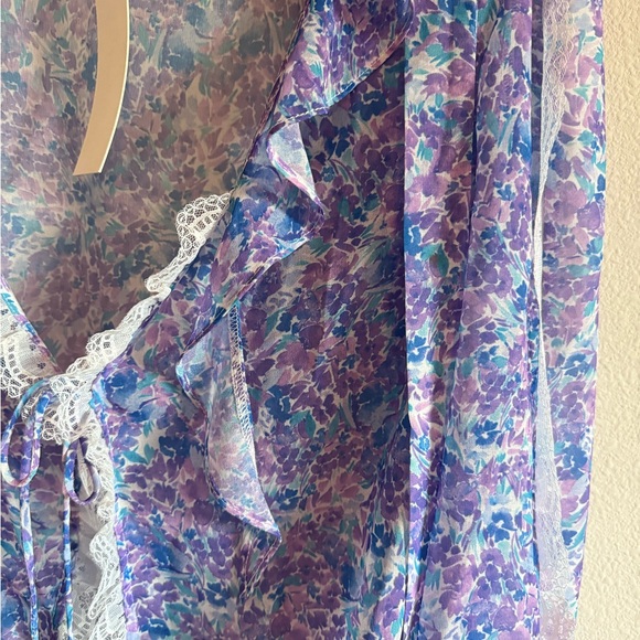 For Love And Lemons Purple Floral Sheer Blouse - Picture 2 of 4